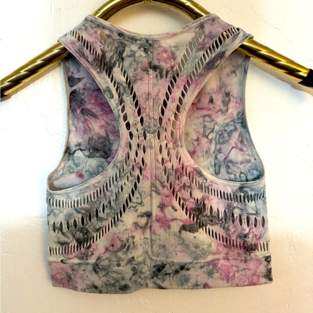 CARBON38 pink gray tie dye seamless sports bra XS / S